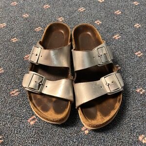 Birkenstock Arizona Silver Metallic Sandals Slides Casual Shoes Size 38 L7 M9